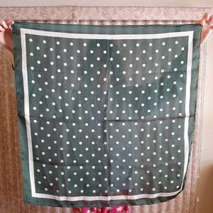 Dark green polka dot poly scarf 27" square